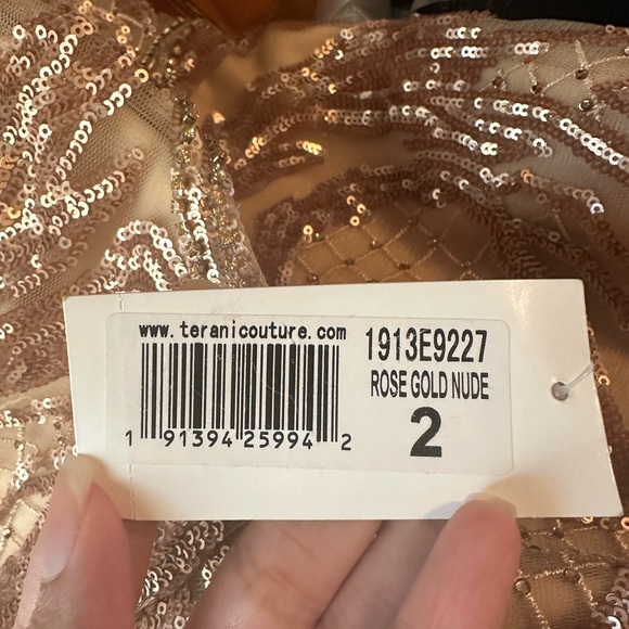 Sequin Prom Gown by Glamour by Terani Couture Rose Gold Dress NWT - Picture 4 of 4